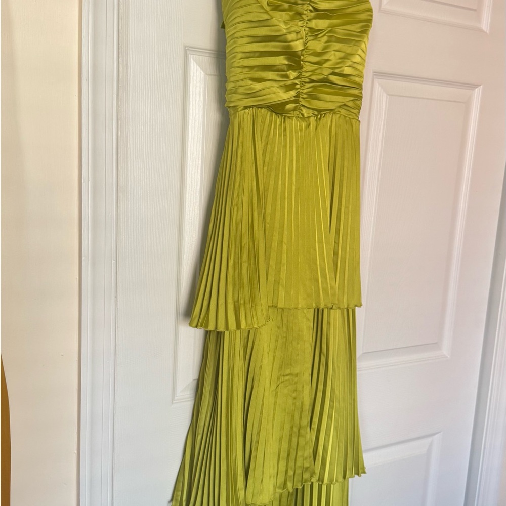 Abercrombie & Fitch Chartreuse Pleated Layered Dress